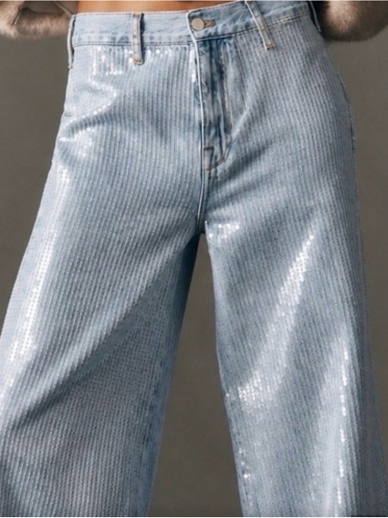 Pilcro Denim - Pilcro anthropologie Light Blue Sequin Wide-Leg Jeans, size 26 , tags attached